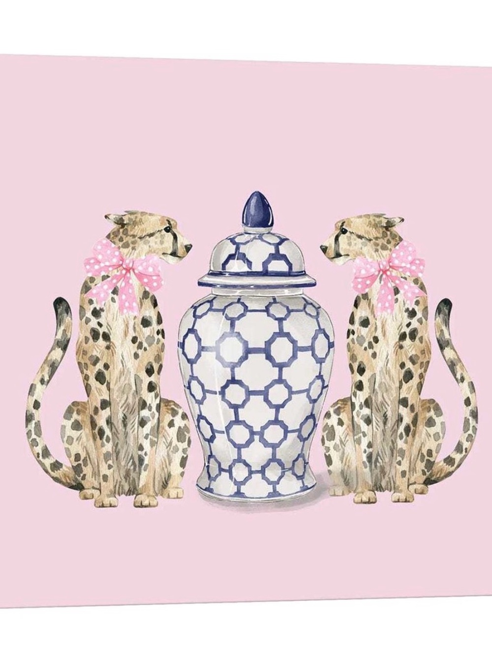 Wall Art ~ Chinoiserie Cheetahs On Pink Ginger Jar by Green Orchid Boutique.
